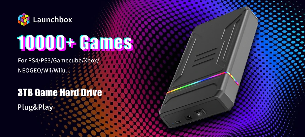 3TB Gaming HDD Playnite&Retrobat&Launchbox Retro Game Console with 17000+ Games for PS4/PS3/PS2/Wii/Wiiu/SS and WIN PC/Laptop