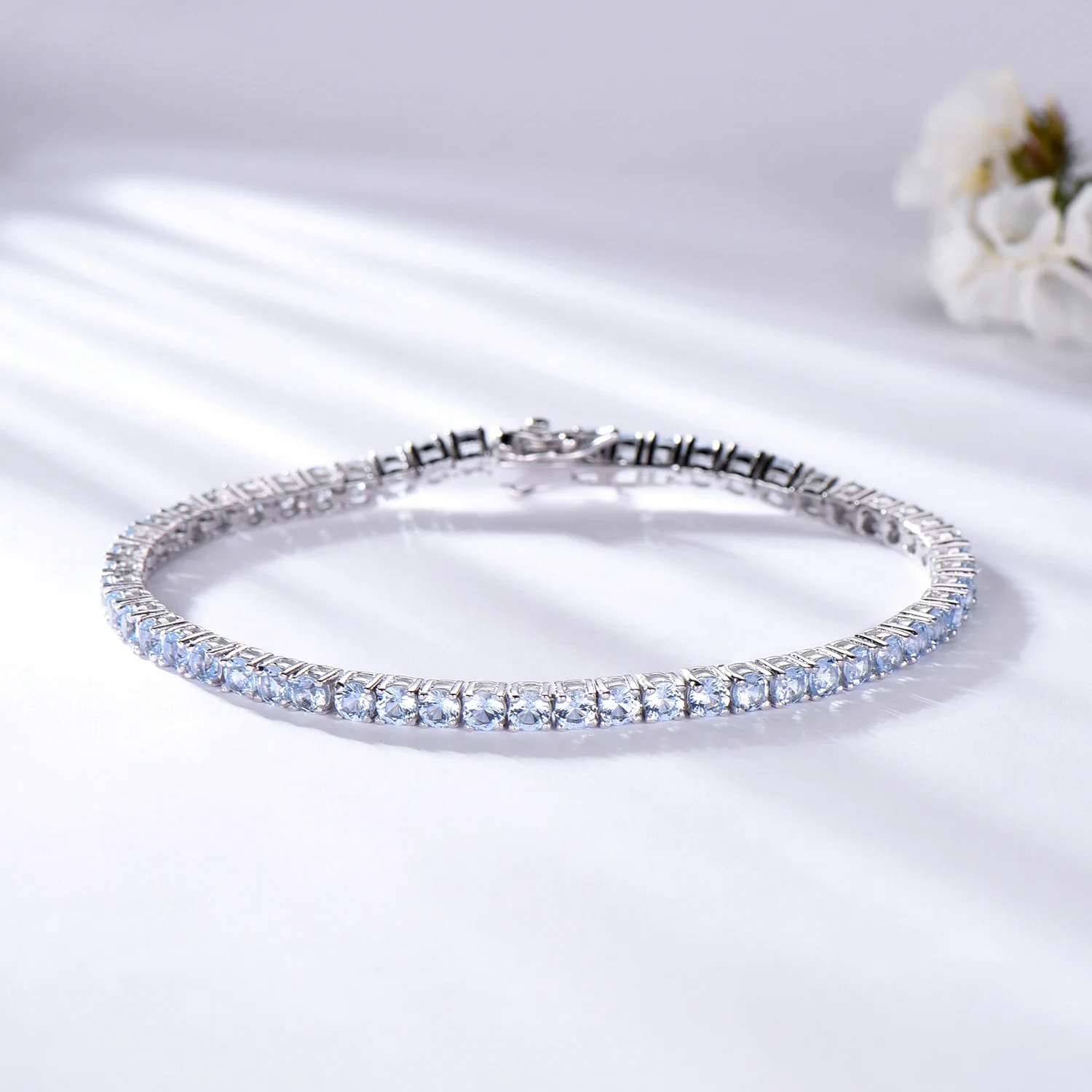 

2mm Tennis Bracelet Colorful Tennis Bracelets Hip Hop 16-18cm 925 Sterling Silver Bangle for Women