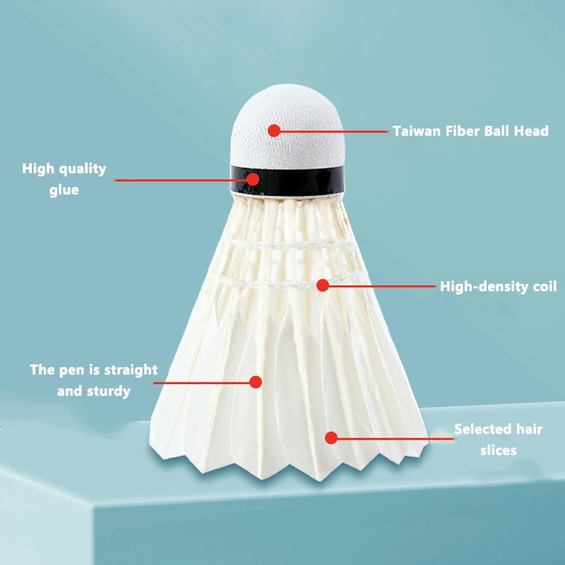 12 قطعة من كرات كرة الريشة الاحترافية، ريش الأوز الأبيض، كرة الريشة، ملحقات رياضية للتدريب المستقر