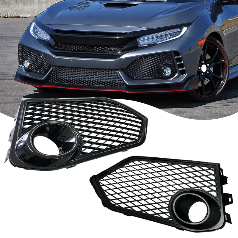 

For Honda Civic Type R 2017 2018 2019 2020 2021 Car Fog Lamp Frame Sport Honeycomb Grid Cover Front Bumper Grille Accessories