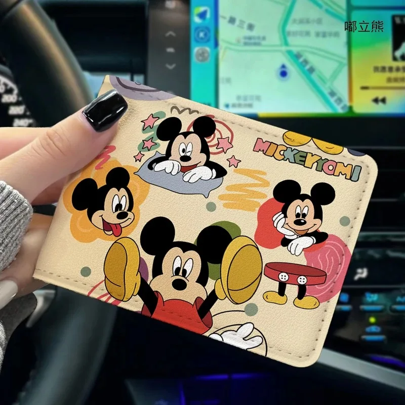 

Disney cartoon Mickey Minnie holder Stitch Captain America Cartoon ID shell leather case bus card hold