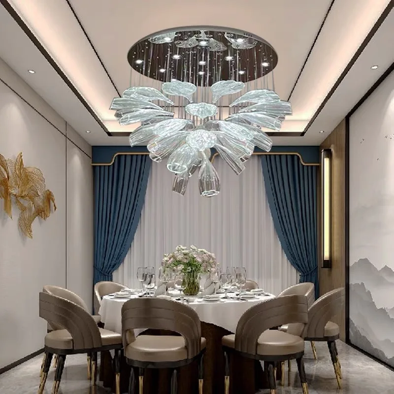 Italian Designer Petal Glass Pendant Lights Modern Chandeliers For Living Room Dining Room Indoor Lighting Decor Lustre Fixtures