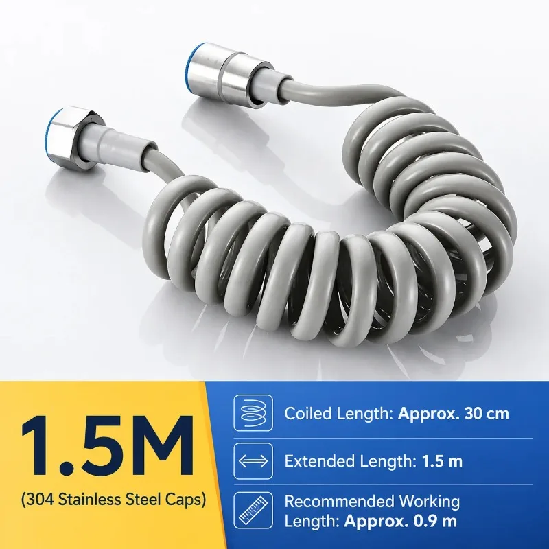 Universal PU Spring Flexible Shower Hose for Explosion-proof Bathroom Accessories with 1.5/2/3/5M Telescopic Water Pipe