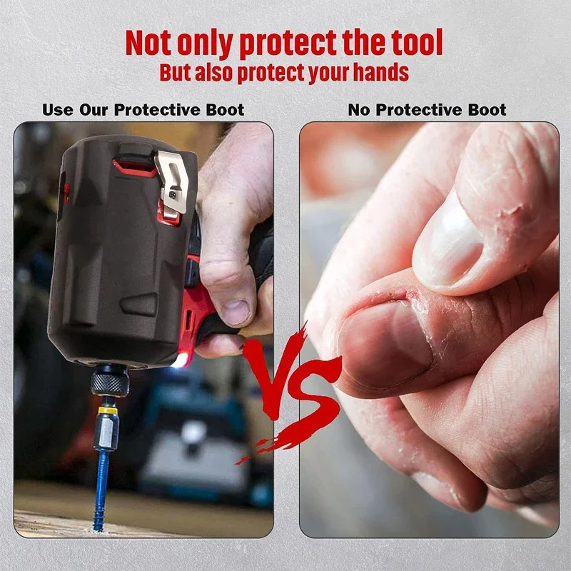 تأثير سائق واقية التمهيد المطاط الأحمر/أسود ل أداة التمهيد ل MILWAUKEE M-12 F-UEL قصير تأثير WrenchesTool واقية التمهيد #4