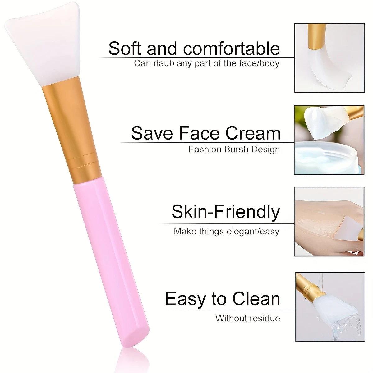 [Soft Silicone Mask Brushes] 5 Pink Silicone Face Mask Brushes | Soft Bristle Makeup & Mixing Applicators, Beauty Mask Brushes