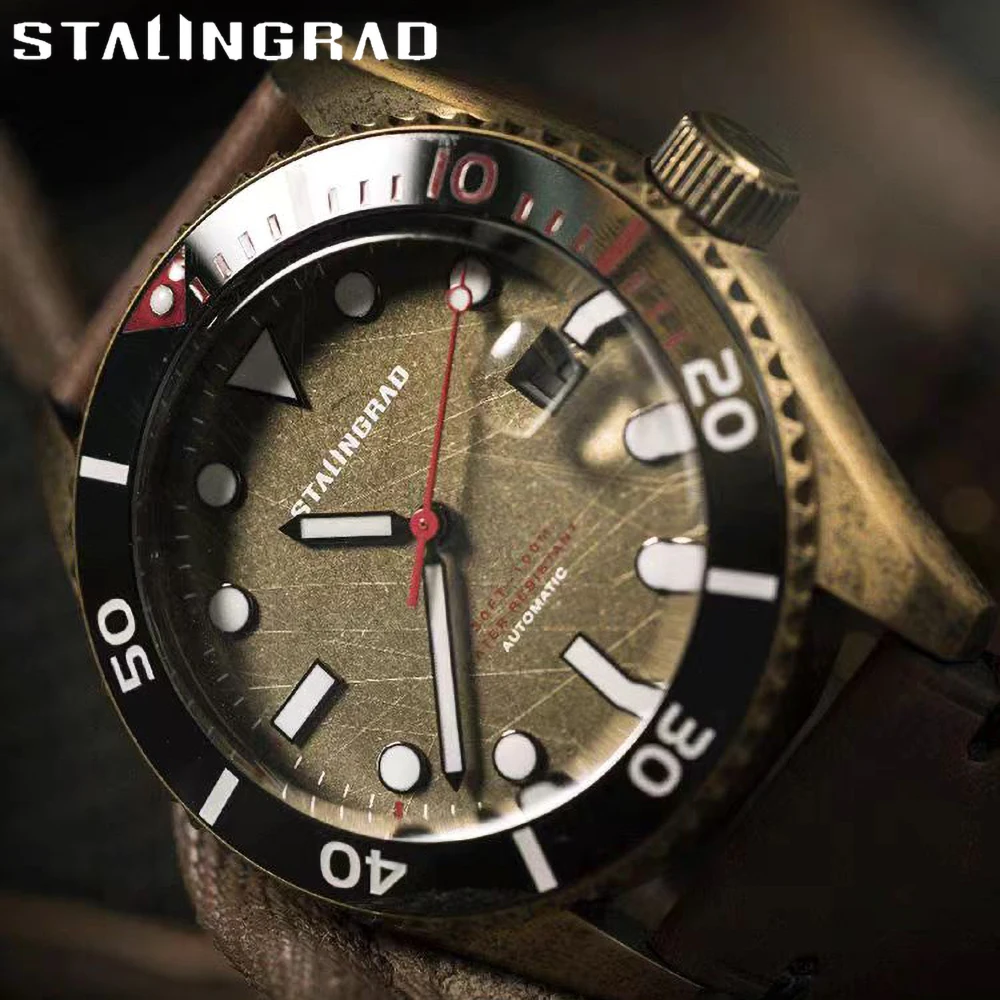 

Stalingrad Men's Mechanical Watches Miyota-8215 Ceramic Bezel Sapphire Crystal 44mm Waterproof 100m Wristwatch