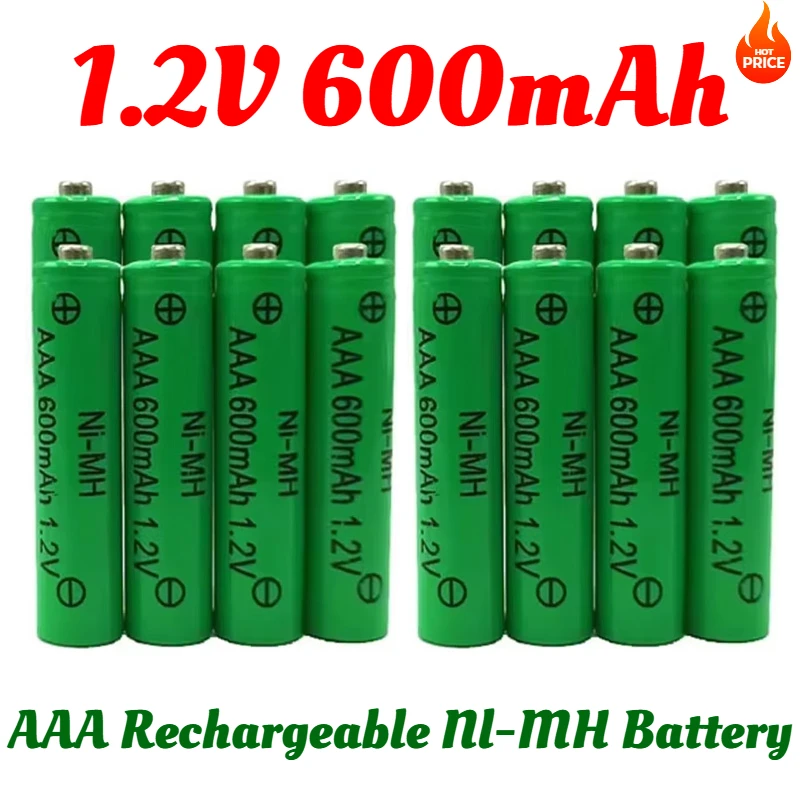 AAA 1.2V 600mAh NI-MH Battery Toy Flashlight Remote Control Clock Shaver Electric Toothbrush Replacement Rechargeable Batteries