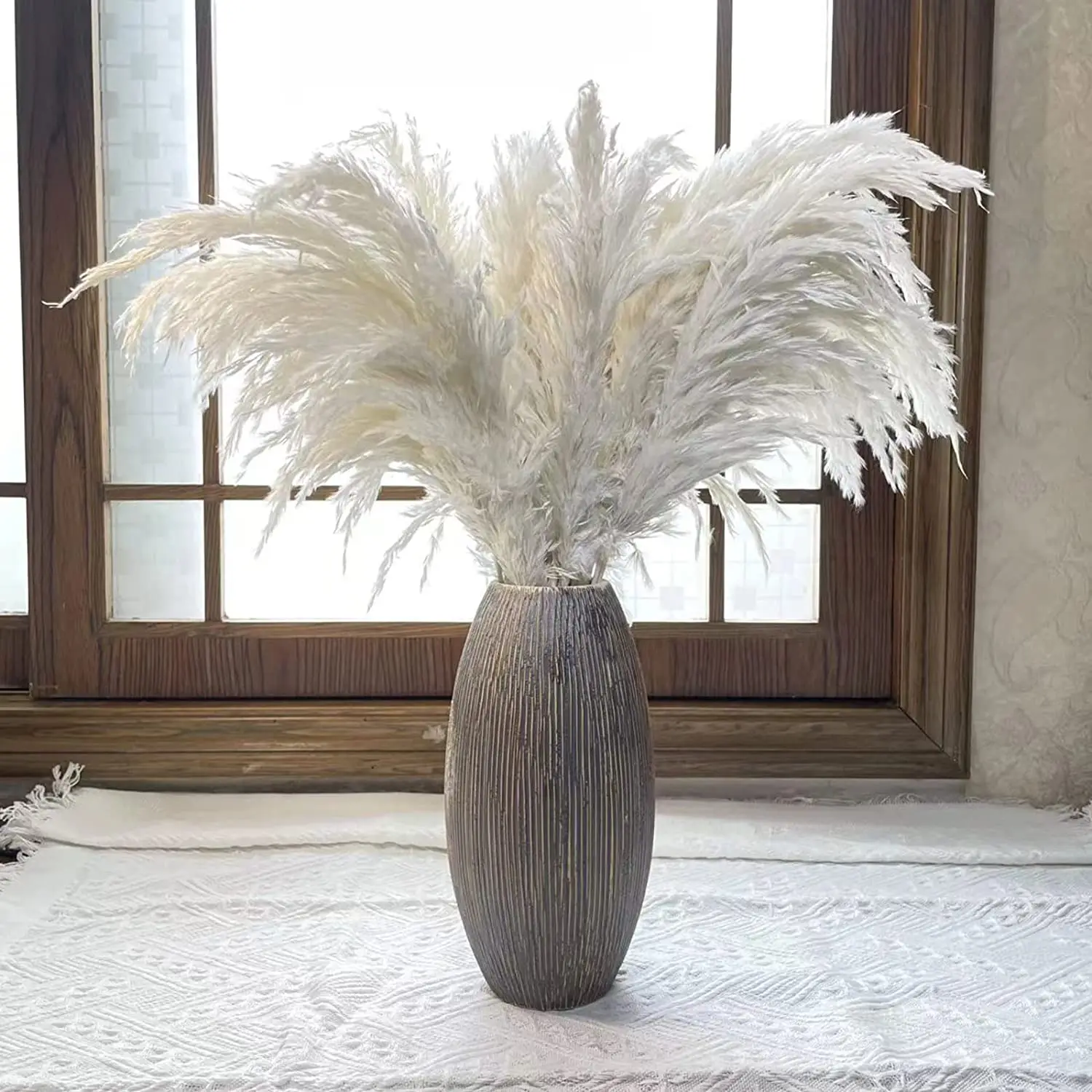 

10PCS Natural Pampas Grass Reed Dried Flower Bouquet Boho Style Home Office Coffee Table Wedding Flower Arrangement Decoration