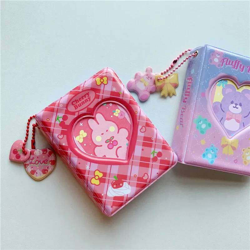 Ins Style Cute Bear Cherry Rabbit 3 Inch Album Photo Photocards Holder Star Beans  Binder Album Small Card Storage Booklet