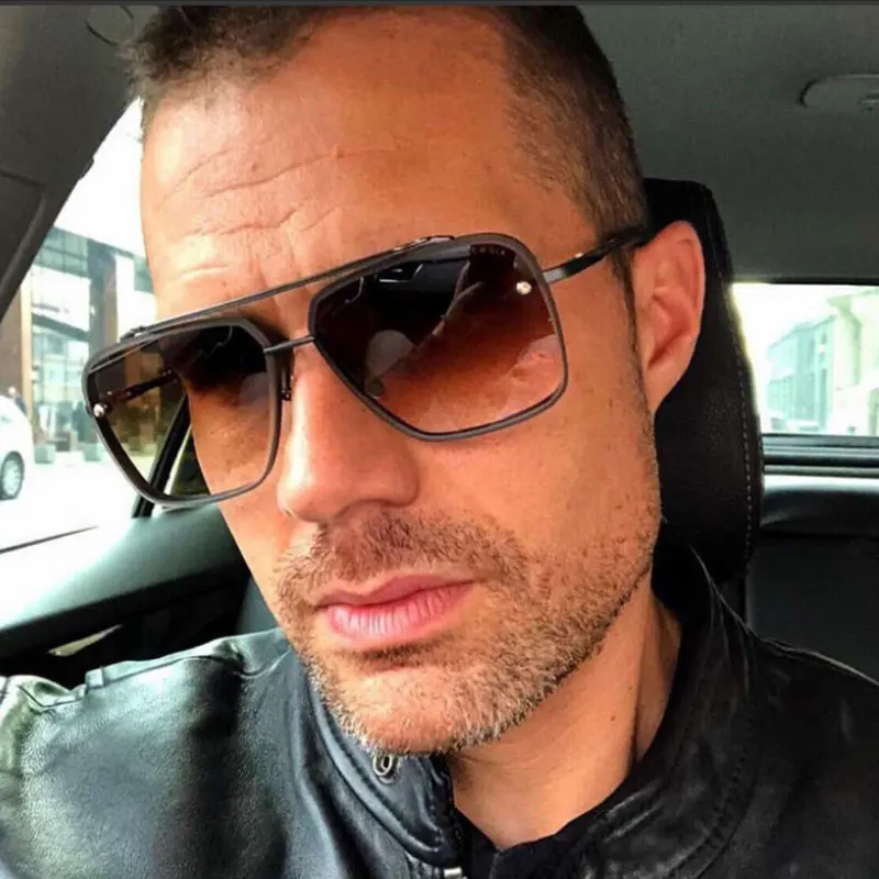 Neue Fashion Square Sonnenbrille Männer Luxus Marke Designer Metall Sonnenbrille Vintage Pilot Shades Brillen Oculos De Sol – Detail 1