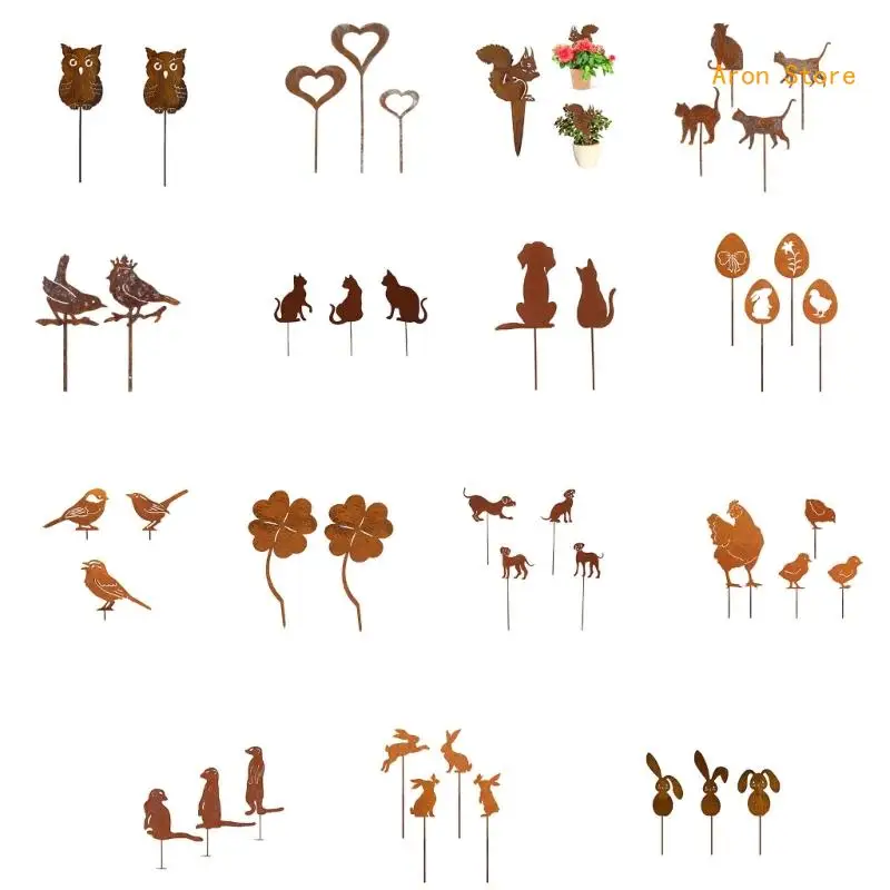 

Metal Rusted Animals Garden Stake Artificial Metal Garden Art for Lawn Garden Decorations Outdoor Backyards Decors H3CF