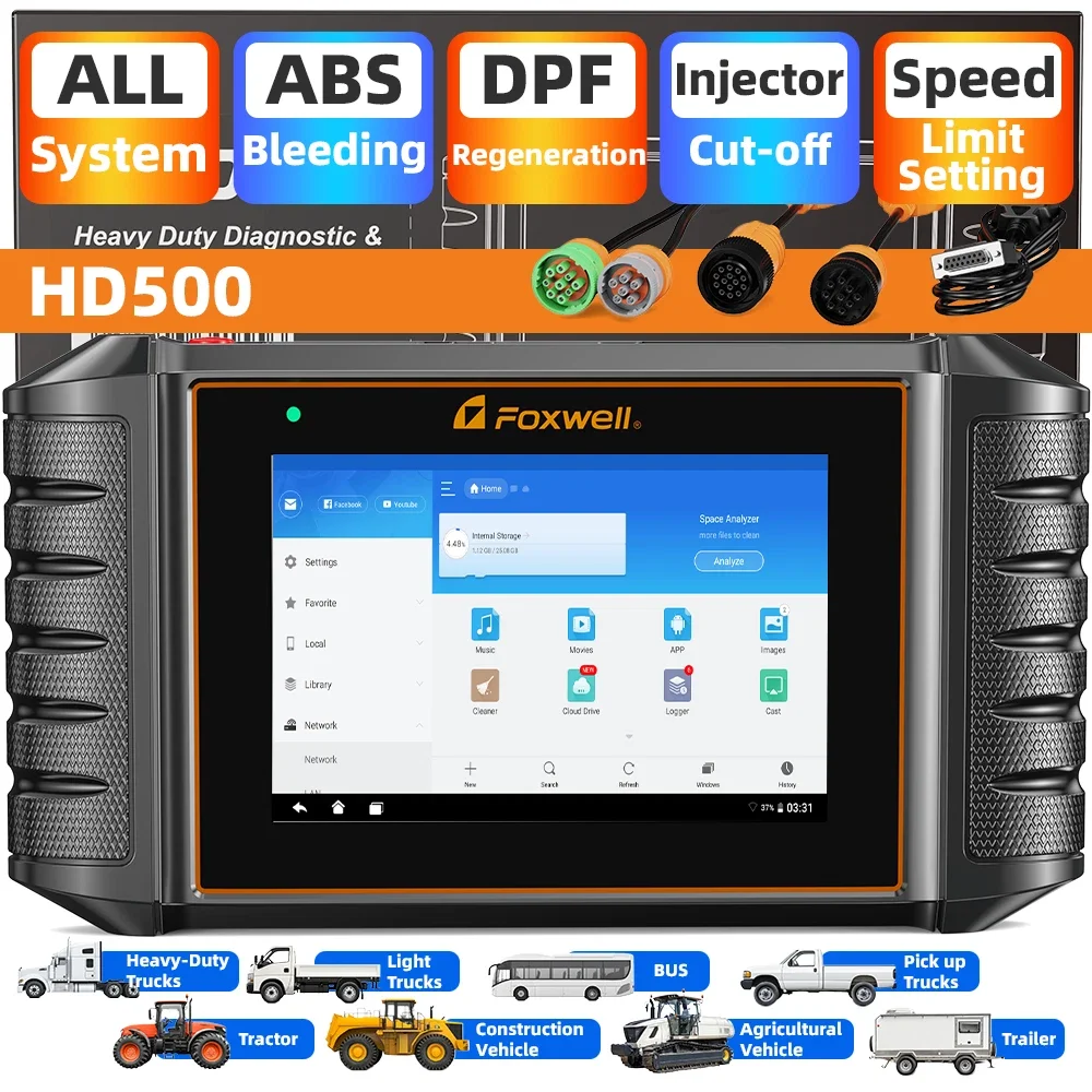 FOXWELL HD500 الثقيلة شاحنة الديزل الماسح الضوئي أداة تشخيصية DPF Regen حاقن قطع الحد إعداد 24 فولت شاحنة الماسح الضوئي #1