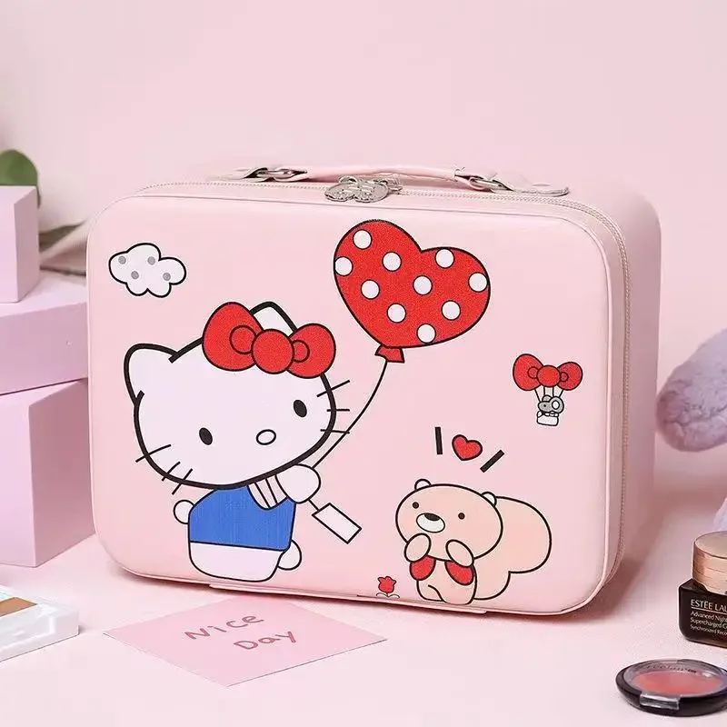

Anime Cosmetic Case Hello Kittys Travel Kawaii Cartoon Makeup Bag Portable Storage Large Capacity Love Bags for Woman