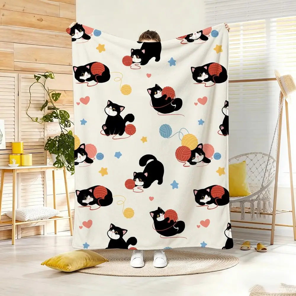 Manta suave y cálida con diseño de  blanket gato estilo para dormitorio, sala de estar, cama, viajes, camping,picnic,regalo