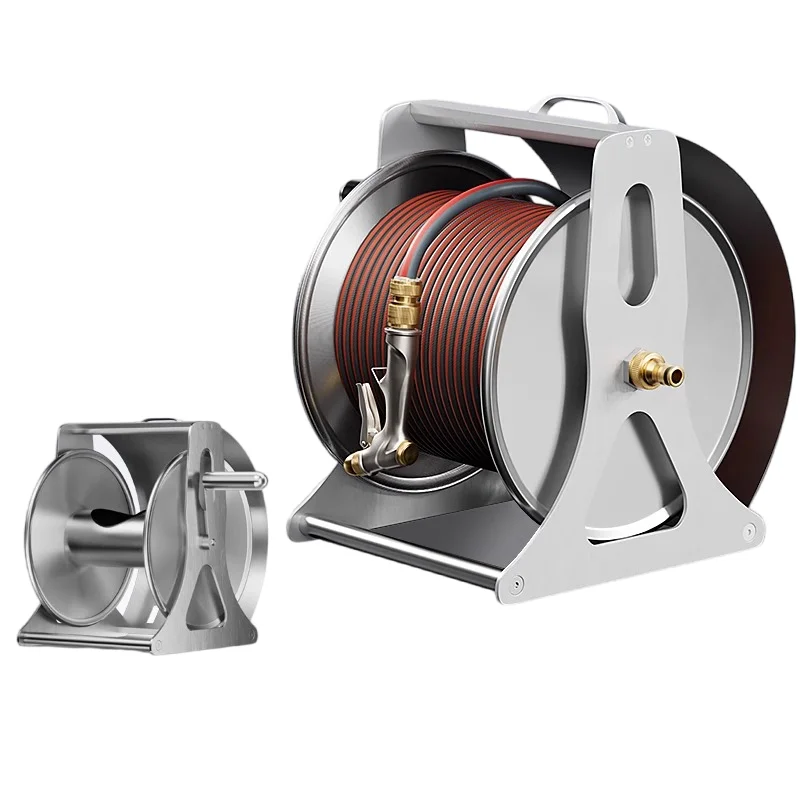 

High Quality Durable Manufacturer Garden Irrigation Portable Stainless Steel Garden Water Hose Pipe Reel Cart with Flip Cover