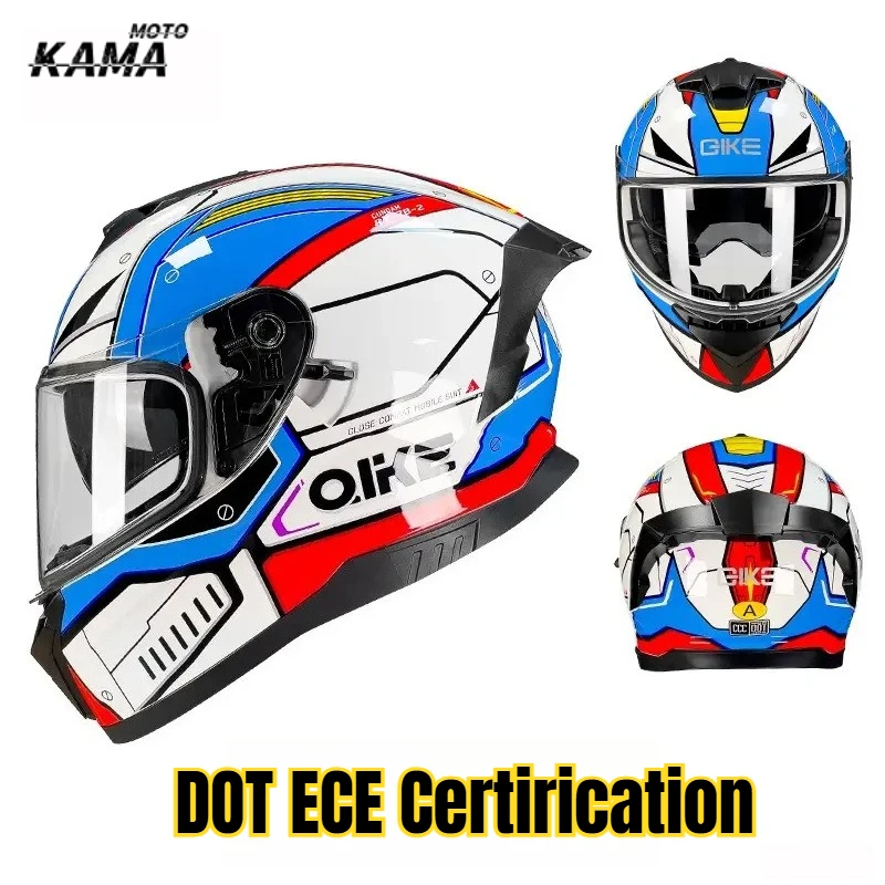 Motorcycle Helmet with Dual Lens Full Face Cover And Large Tail Wing for Electric Scooter And Motorbike DOT ECE Certified