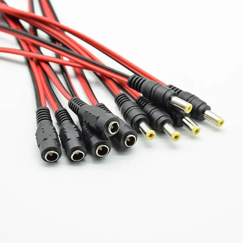 5pcs DC power male female cable 12V Plug DC Adapter cable Plug Connector for CCTV Camera DC plug 5.5*2.1mm 5.5x2.1