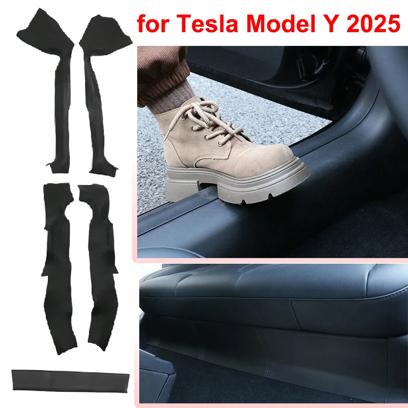 

Для Tesla Model Y Juniper 2025 защитные накладки на пороги передней двери, полная защита панели, противоударные коврики на заднее сиденье, аксессуары для педалей