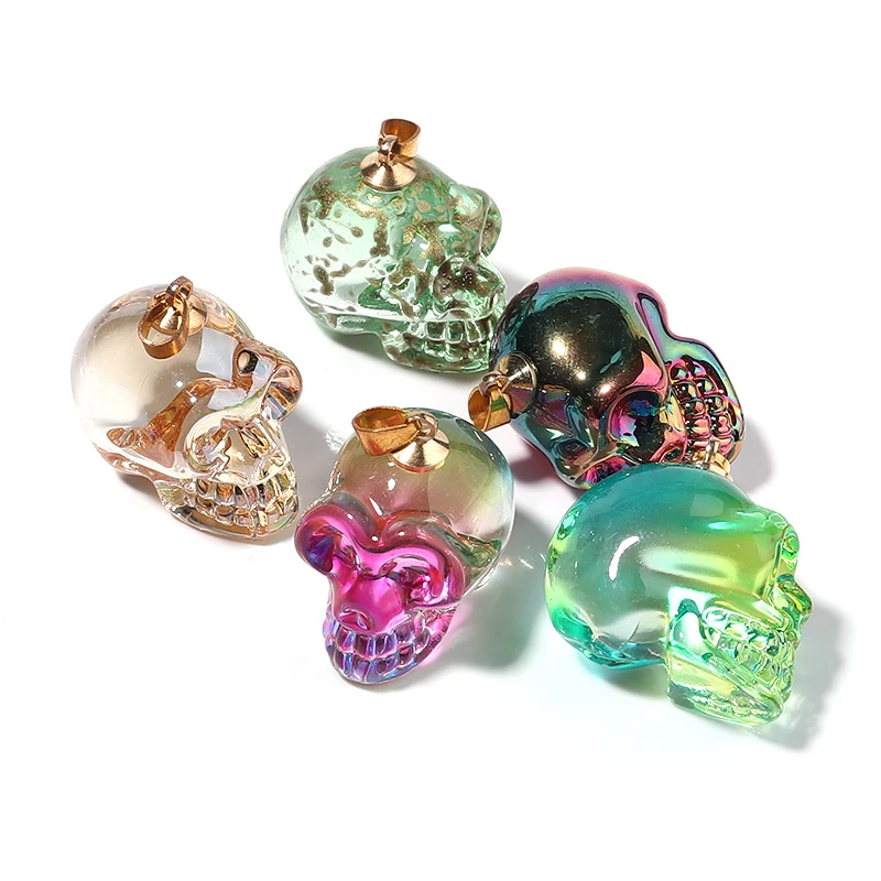 Punk Lampwork Skull Necklace Pendants Multicolour Skeleton Pendant Charms Statement For Men Male Jewelry Men Necklace Charms