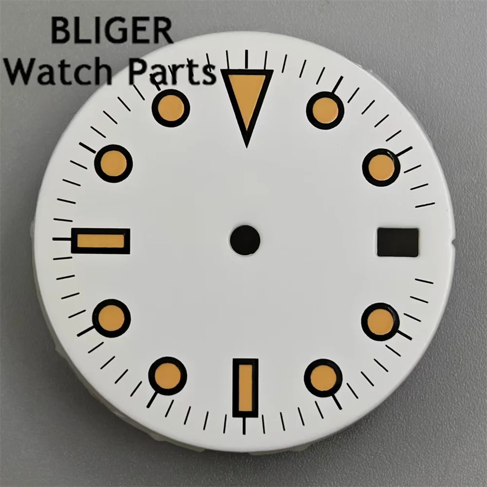 BLIGER 29mm Retro Dial Black White Dial Green Luminous Fit NH35 NH36 ETA2824 2836 PT5000 Miyata 8205 8215 DG2813 Movement
