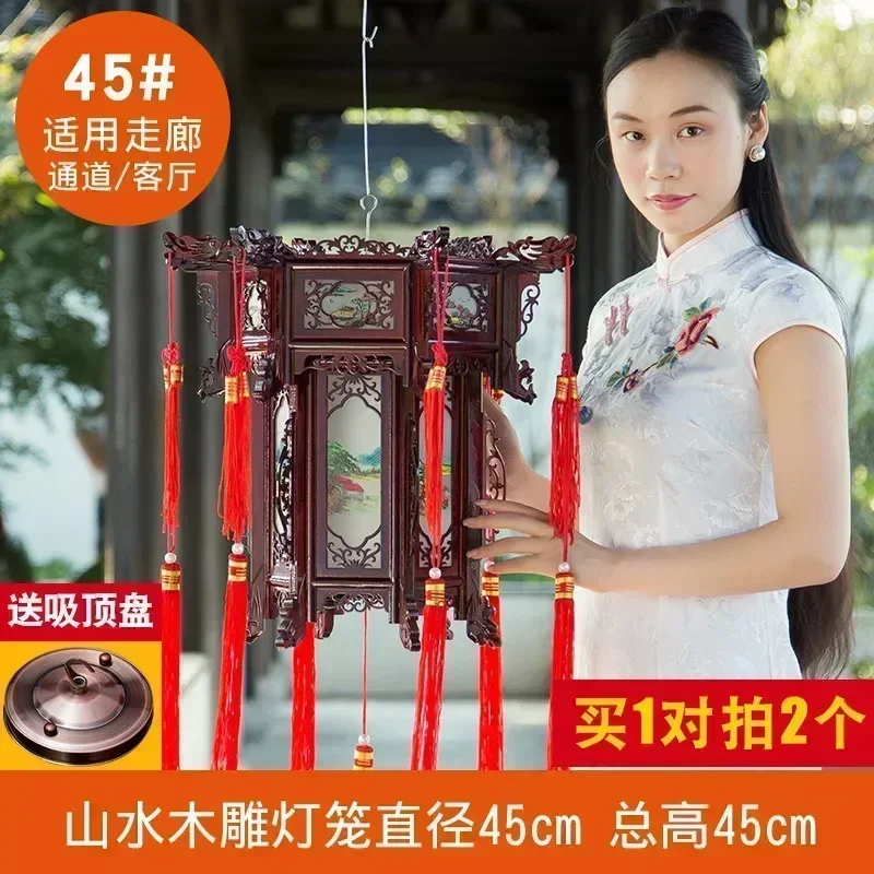 Chinese lantaarn gesneden houten paleislantaarn zeshoekig rood housewarming buiten antieke decoracion Chinese nieuwjaarsdecoraties
