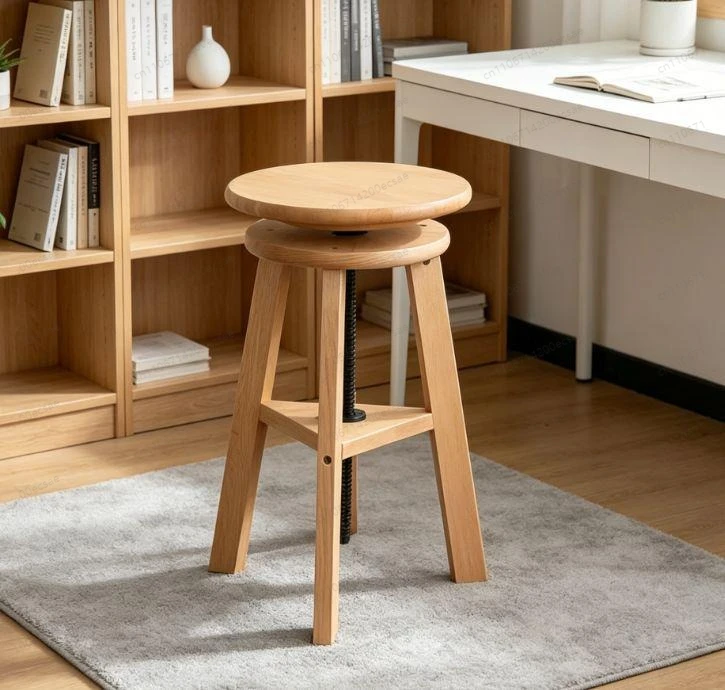adjustable-height-beech-wood-artist-stool-360°-swivel-round-drawing-chair-for-studio