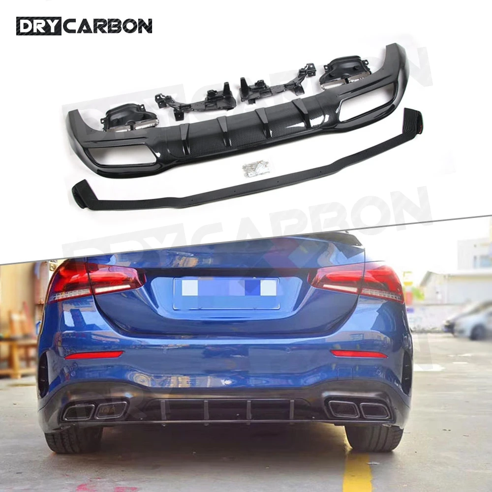 PP Black Rear Diffuser Exhaust Tips For Mercedes Benz A Class W177 A180 A200 A250 A35 2019 2020 Back Bumper Lip Guard Styling