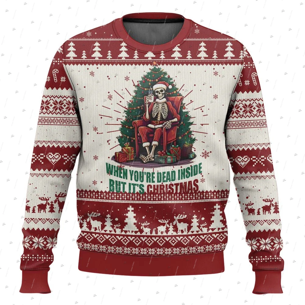 Christmas Ugly Sweater Cosplay Santa Claus Pet Anime Cartoon Skull Vintage 3DPrint Harajuku Winter Pullover Funny Long Sleeves 2