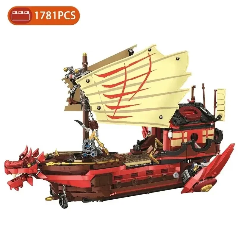 1781 pcs Destiny Bounty Ship Building Blocks Dragon Boat Monastery Bricks Toys For Boy Children Birthday Gifts Compatible 2024