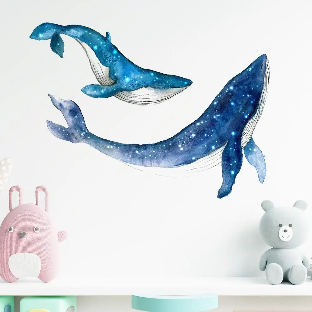 Easy Use Marine Animals Starry Sky Whale Sticker PVC Waterproof Whale Wall Stickers Starry Sky Marine Animals Decal Living Room