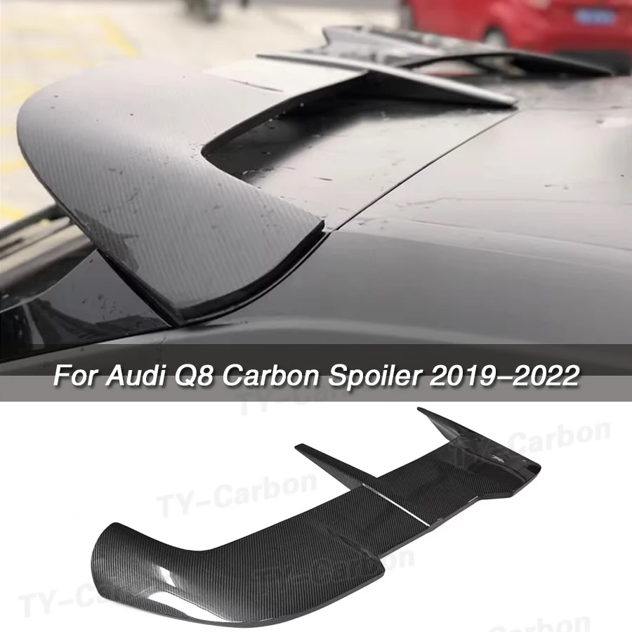 Rear Trunk Roof Spoiler Lip Wing For Audi Q8 4 Door Real Carbon Fiber Car Tailgate Flap Tail Splitter FRP 2019-2022