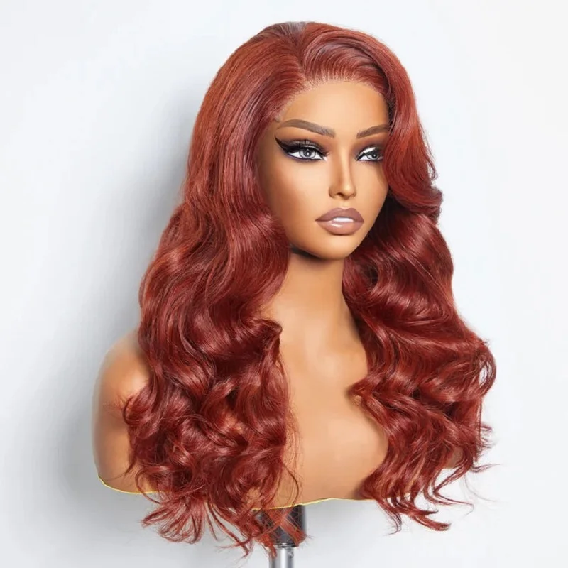 Reddish Brown 13x4 Body Wave Lace Frontal Human Hair Wig Lace Frontal Wigs Human Hair Wig Brazilian Pre Plucked For Women