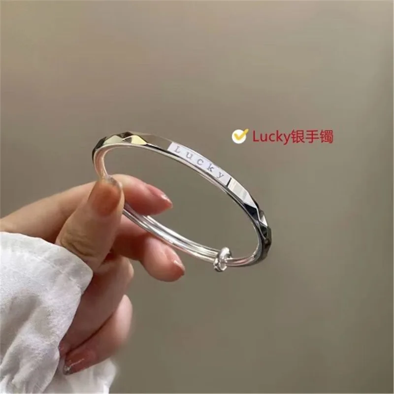 

Bracelet Women 999 Lucky Youth Style Niche Design Solid Silver Bangle Girlfriend