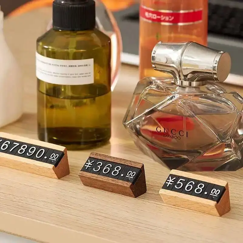 Vertikale Platte aus massivem Holz, Preisschild für Waren, Tabak, Wein, Tee, Schönheitsprodukte, Präsentationsplatte, High-End-Preisschild – Detail 2