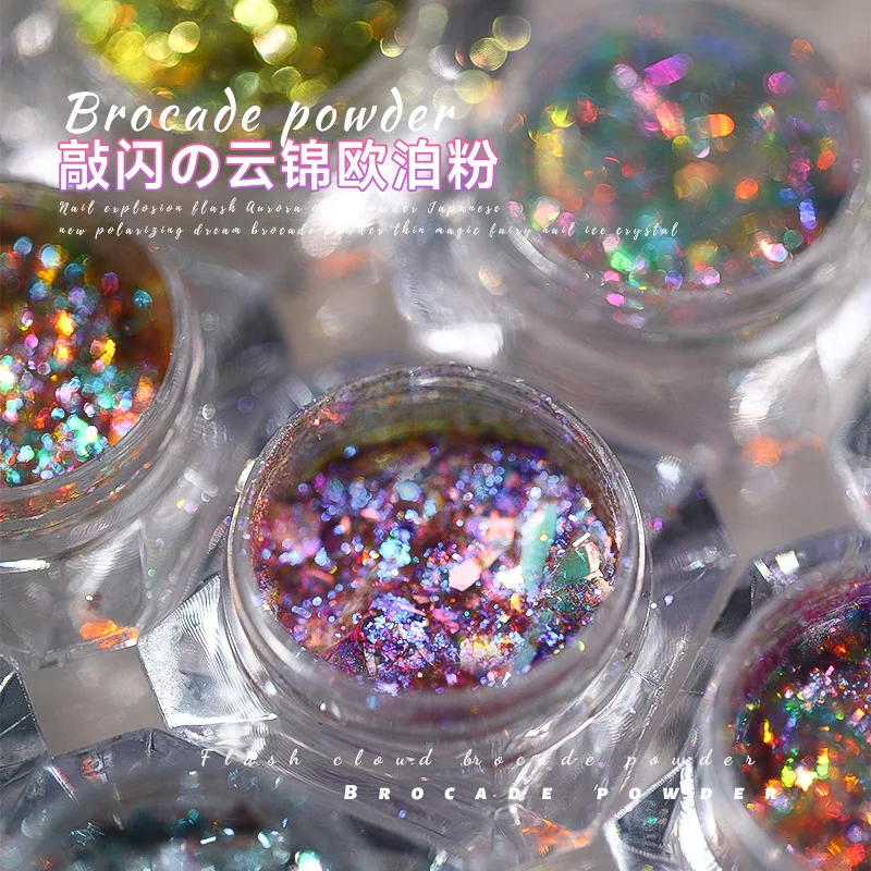 1Pc Winter Ultra-Thin Nail Glitter Powder Sequins Opal Nails Glitter Translucent Aurora Paillettes Pigment Shiny Sparkle Sequins