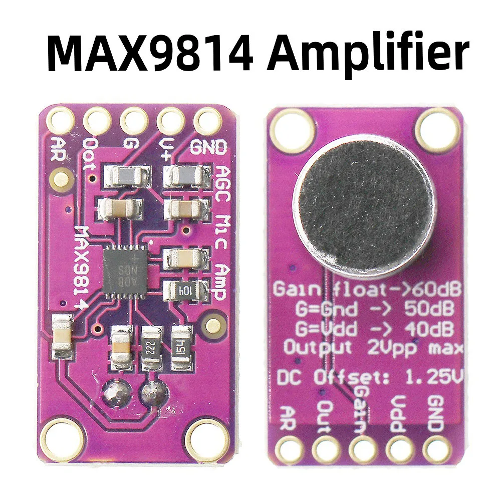 MAX9814 Microphone AGC Amplifier Board Module Auto Gain Control for Arduino Programmable Attack and Release Ratio Low THD