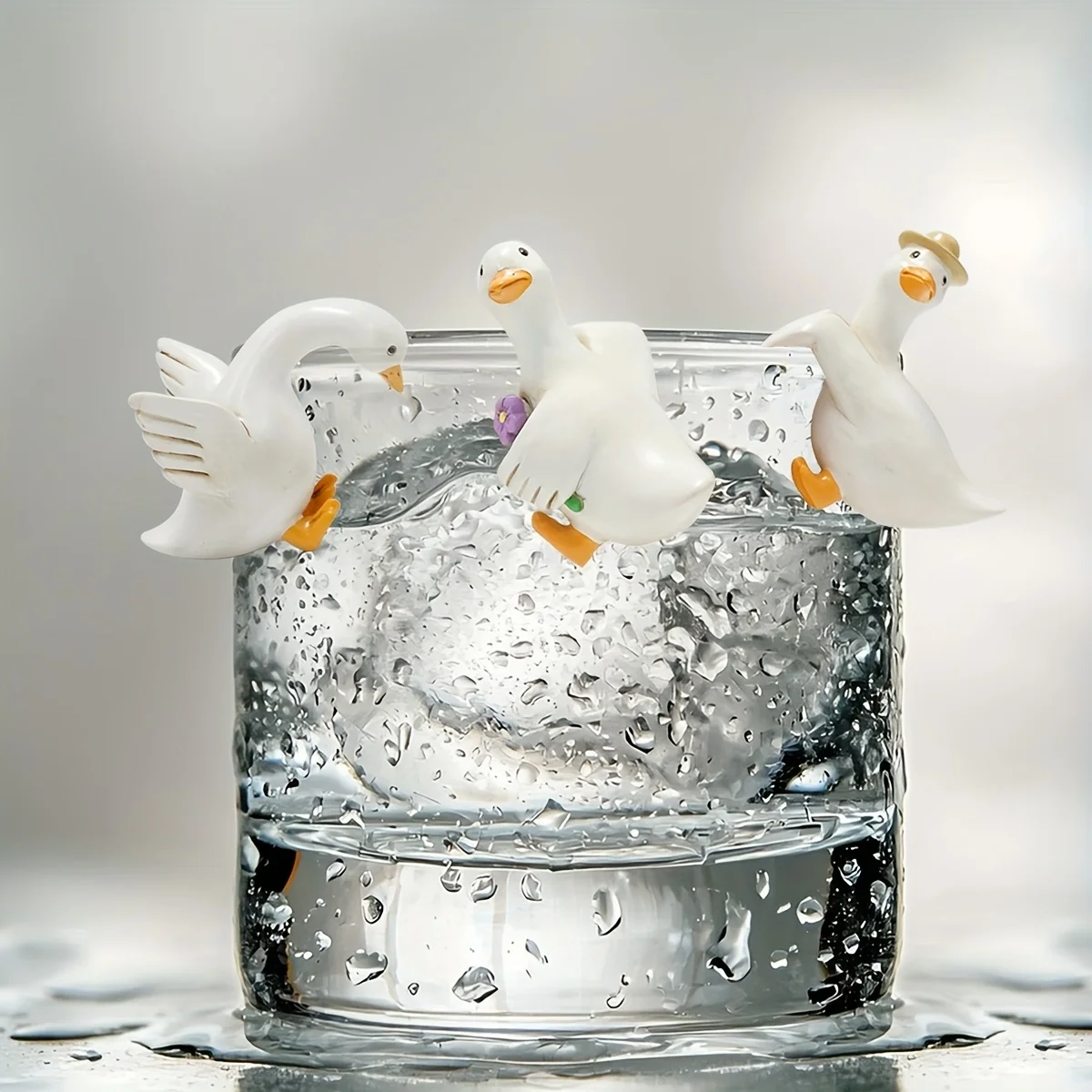 Goose Pendant Set Three, Resin Craft Pendant, Suitable For Garden Bonsai Home Cup Fish Tank Outdoor
