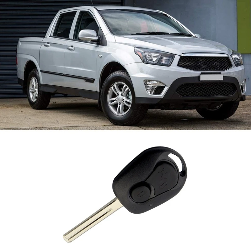 2 Knoppen Remote Key Shell Voor Ssangyong Actyon Kyron Rexton Ongesneden Mes Sleutel Fob Cover Case Vervanging