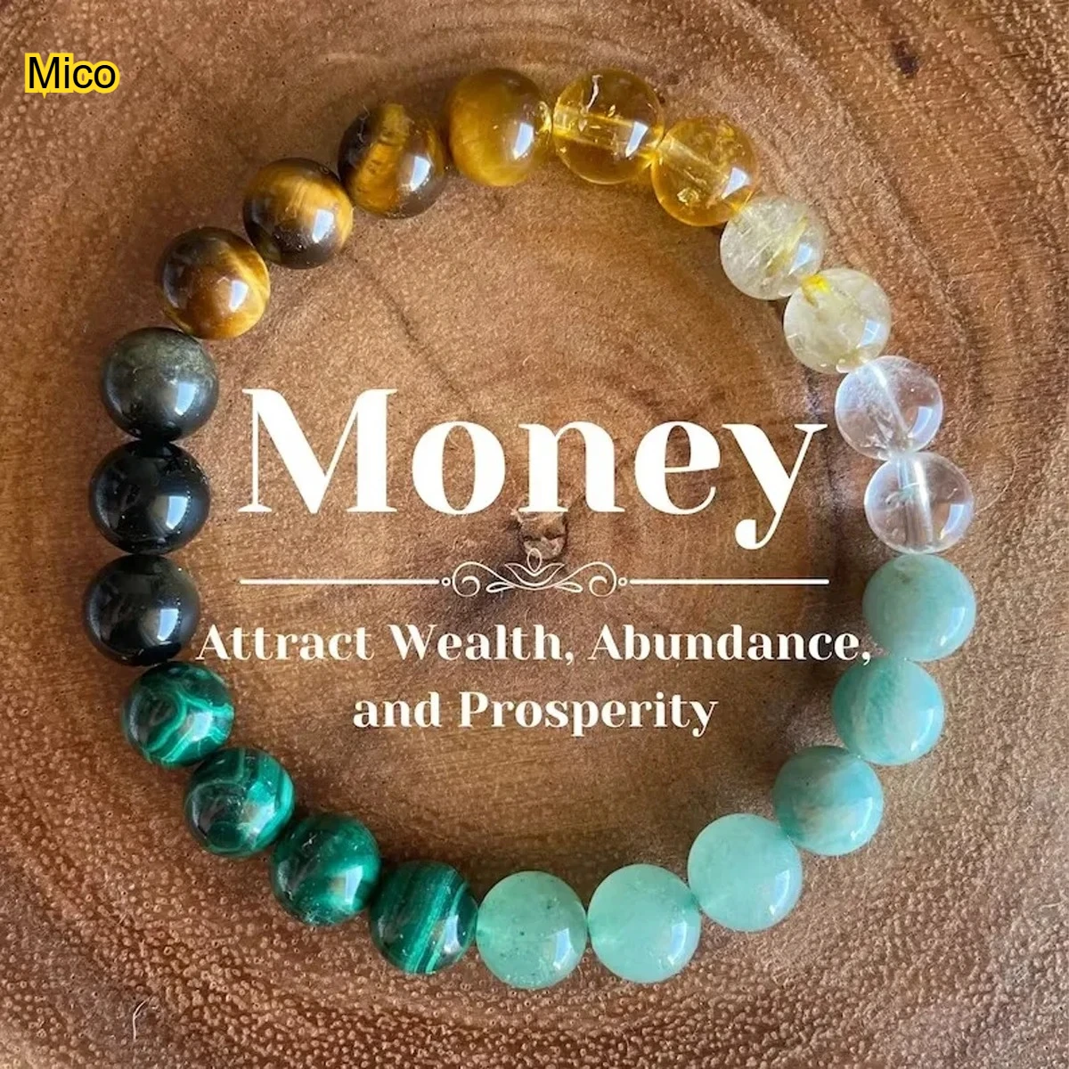 

6 Natural Stones Wealth Bracelet (Amethyst, Tiger’s Eye, Lapis Lazuli) | 20cm | Desk Decor & Money Magnet