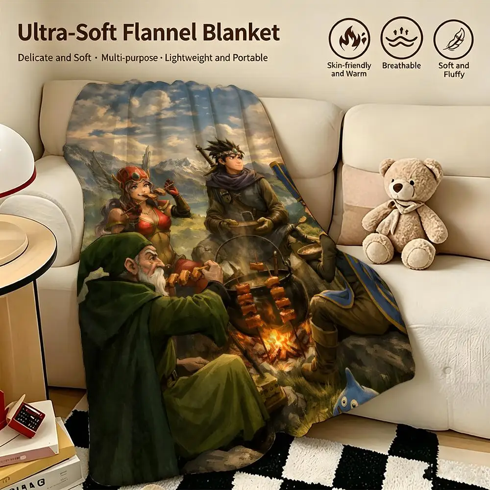 game D-Dragon Quest-t Throw Warm Soft Flannel Blanket, Multi-use for Sofa Bed Camping Travel Nap