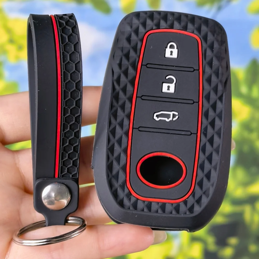 

Silicone Car Key Case Cover For Toyota Land Cruiser 200 300 Prado Crown TLK 200 Yaris Cross Hilux Innova Fortuner Camry 55 Key