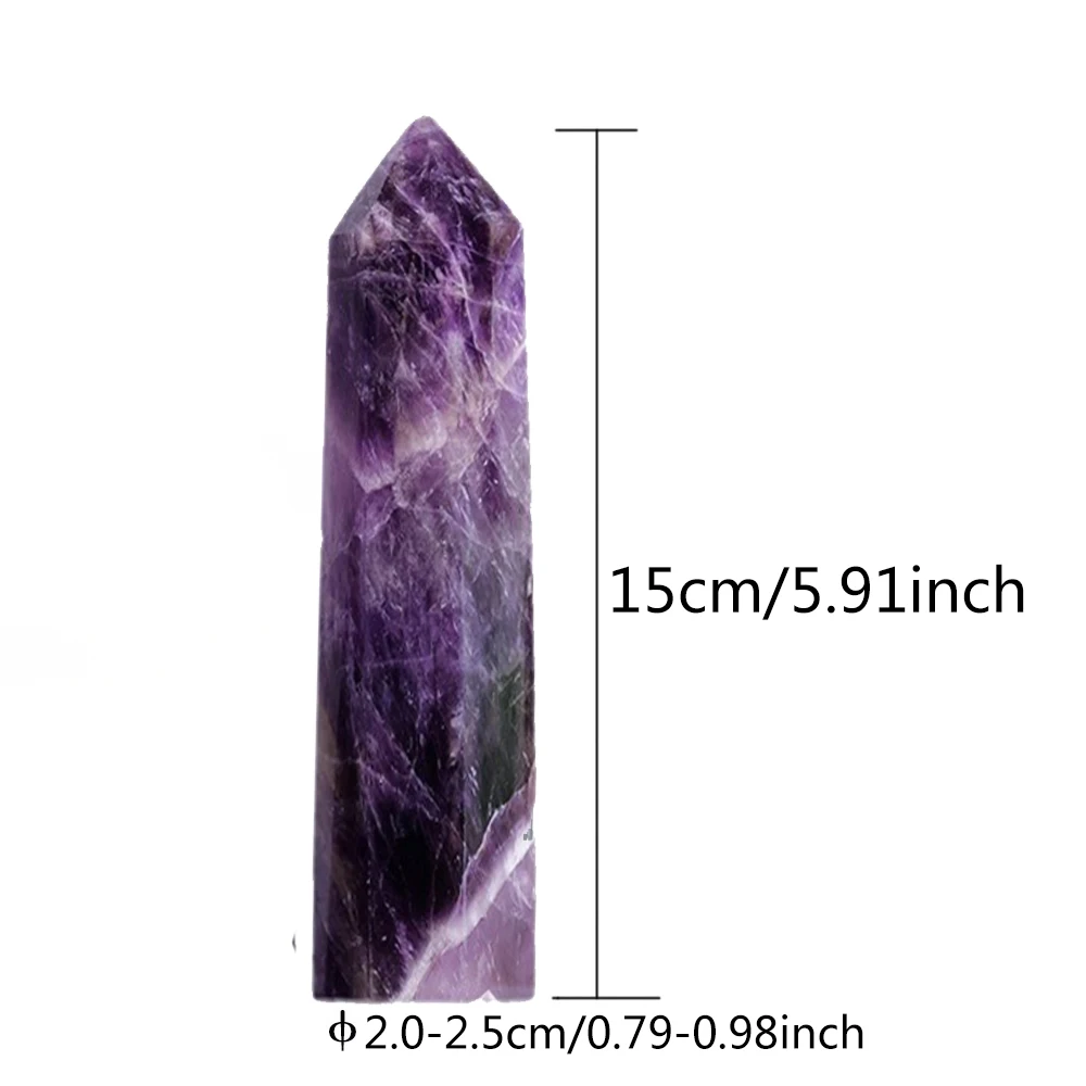 كبير جمشت نقطة عصا كريستال حجر الحرف جمشت سداسية العمود غرفة ديكور الريكي مصقول حجر مسلة منحوتة 8-15 سنتيمتر #2