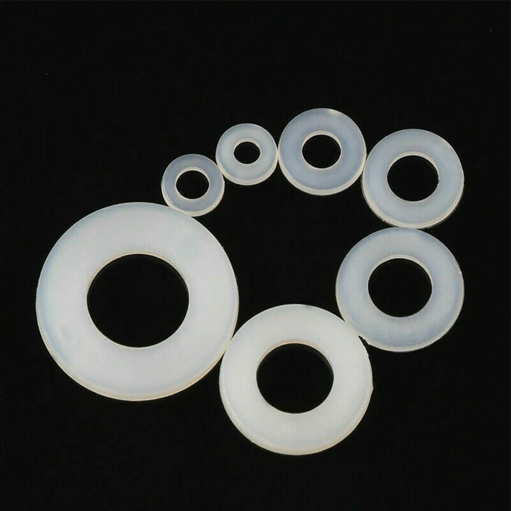 Washers Nylon Rubber Flat Ring Washer Gasket Set 364 pcs White Washers for M2 M8 Screws Electrical Applications