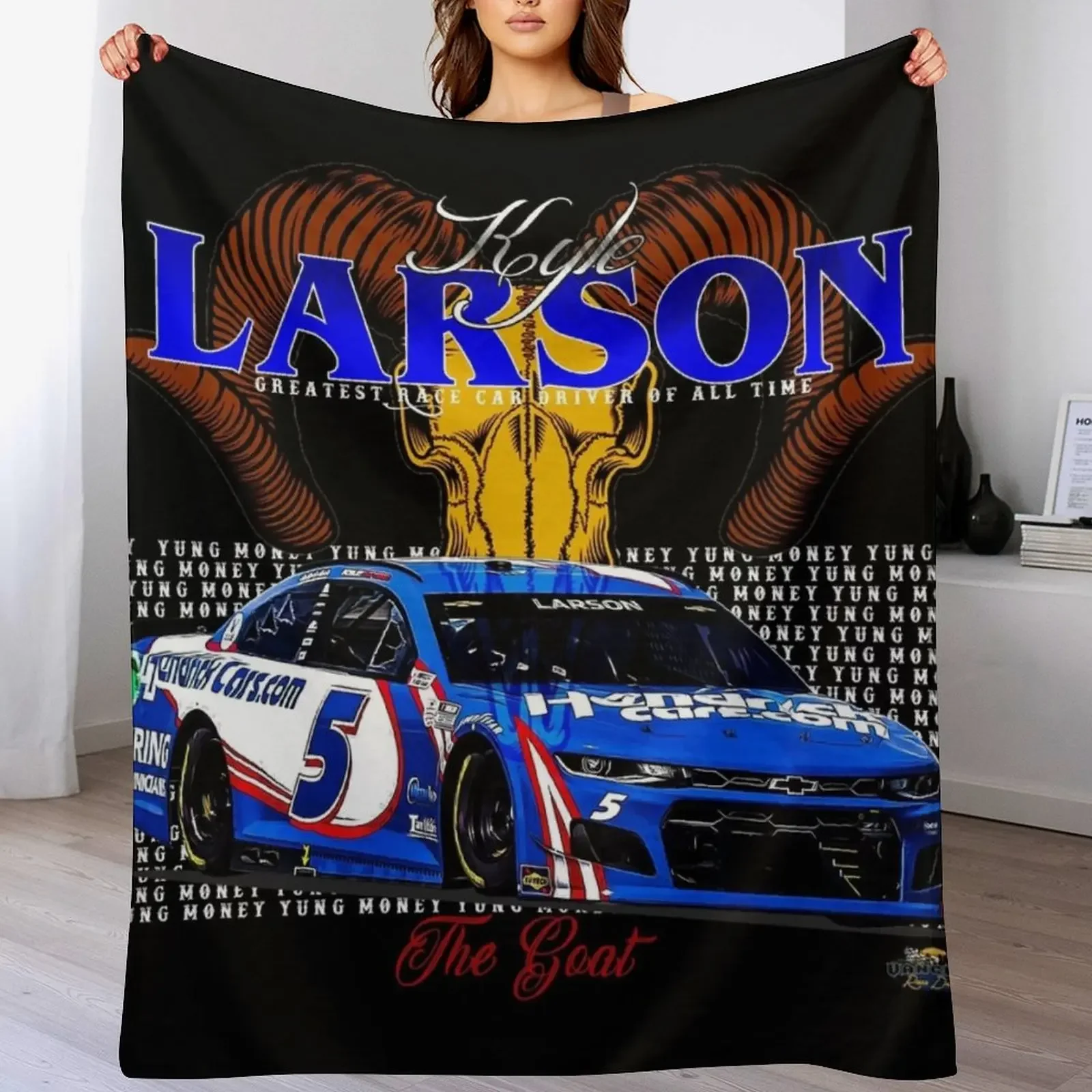 The GOAT Kyle Larson Throw Blanket Flannel Furry Blankets