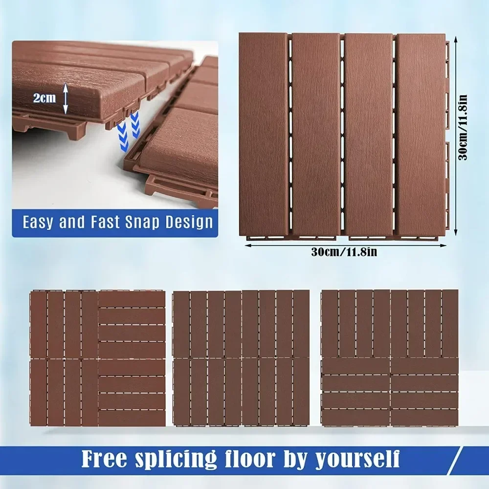 Plastic Interlocking Deck Tiles, 12