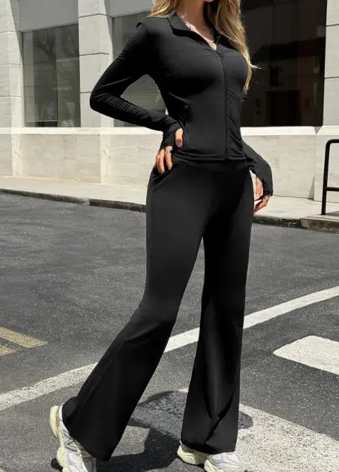 

Women's Spring/Summer Sports Two-Piece Set Long Sleeve Coat And Tight Pants Casual Comfortable Fitness Clothing