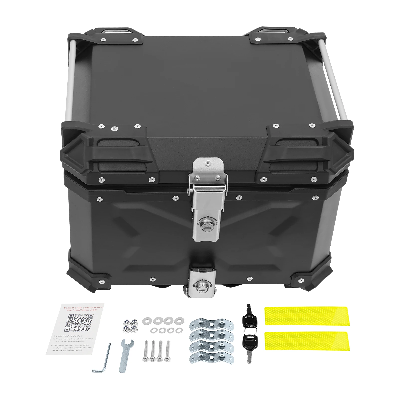 

45-литровый алюминиевый кофр для мотоцикла, задний багажник, ящик для шлема, универсальный контейнер для хранения с замком безопасности