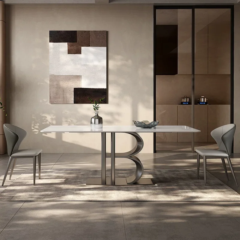 Dining table light luxury high-end designer modern simple rectangular Italian minimalist