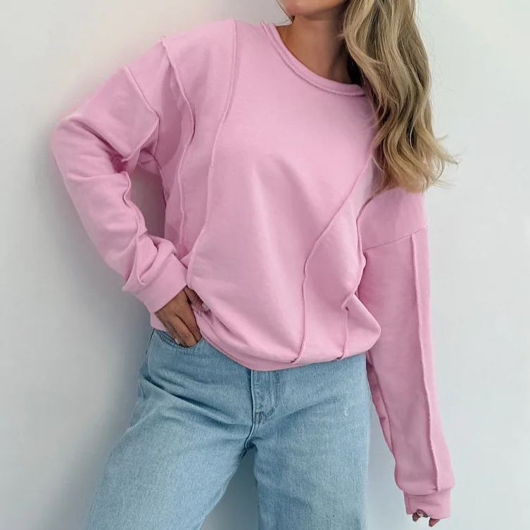 

Autumn and Winter Stylish Round-neck Drop Shoulder Long-sleeve Sweatshirt for Women, Versatile, Trendy, Loose and Casual Top