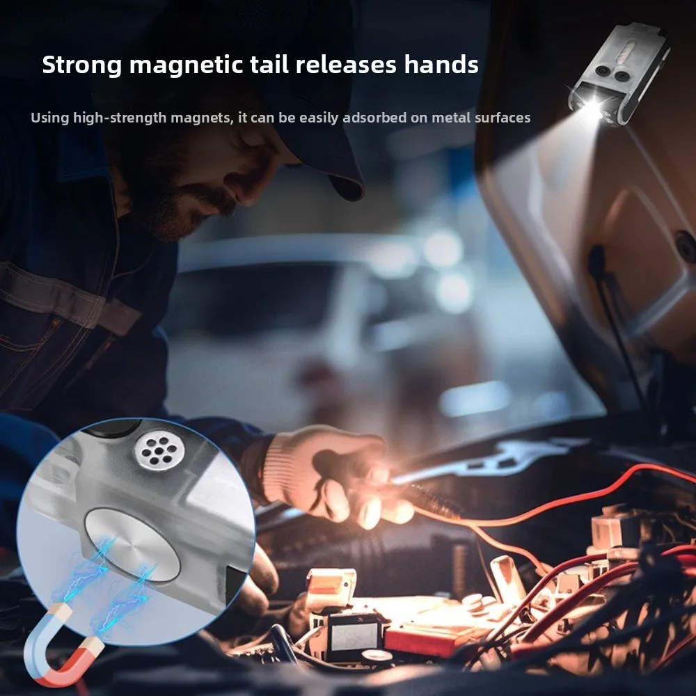Portable Multi-function LED Flashlight Waterproof Mini Size Work Light with Magnet Buzzer Rechargeable Power Bank Work Light